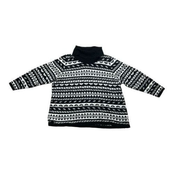 Lane Bryant Plus Size 22/24 Black White Acrylic Pullover Sweater Turtleneck Knit - Picture 2 of 12